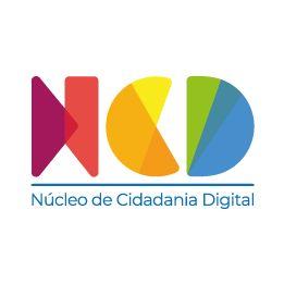 Logomarca do Núcleo de Cidadania Digital, com a sigla NCD colorida