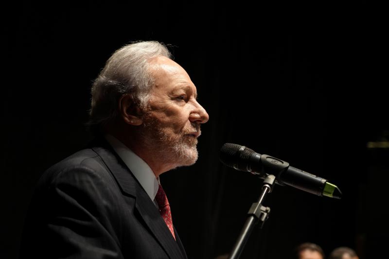 Foto do rosto do ministro durante sua fala