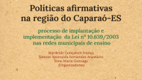 Capa do livro Políticas afirmativas na região do Caparaó: processo de implantação e implementação da Lei nº 10.639/2003 nas redes municipais de ensino