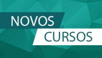 Cartaz verde com a inscrição "novos cursos"