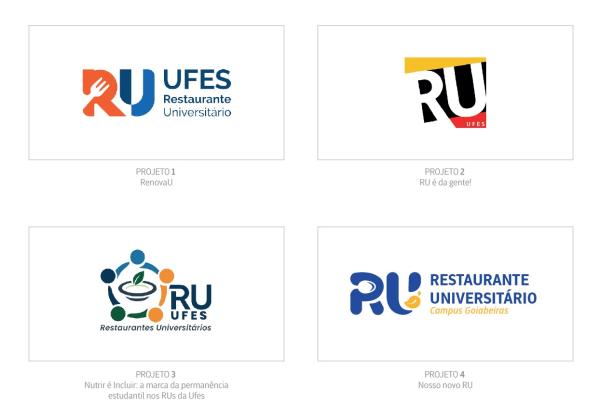 Imagem das quatro logomarcas finalistas